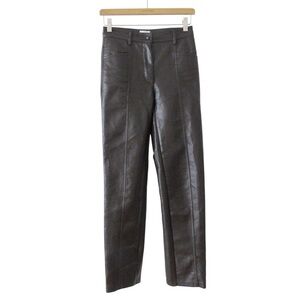 Aritzia Wilfred Rebel Pants 0 Dark Brown Vegan Leather High Rise Straight Leg